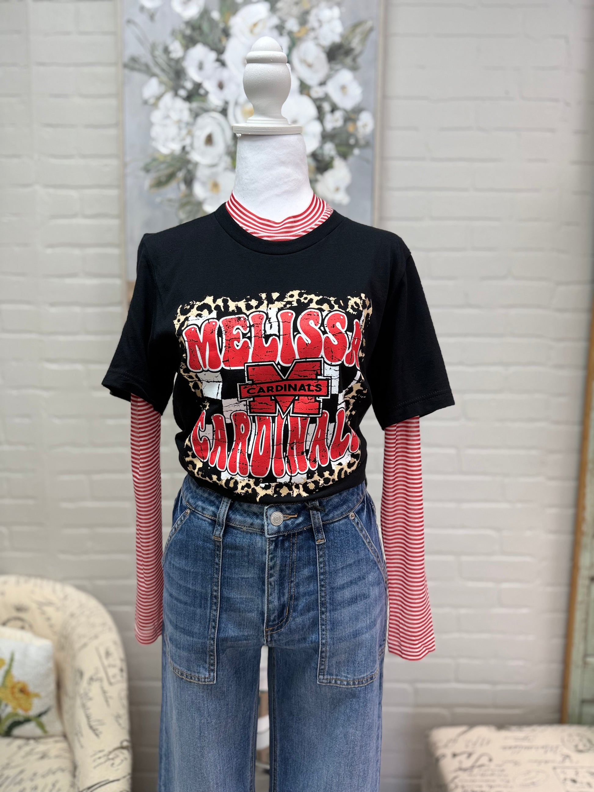 Red Stripe Mesh Top