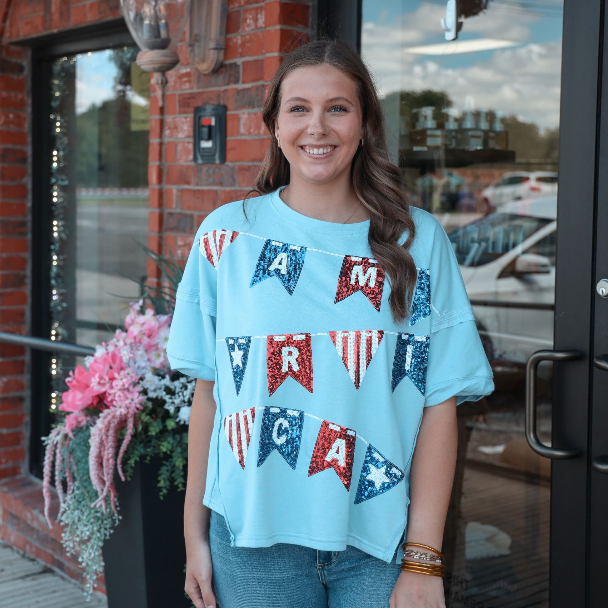 American Flag Sequin Tee