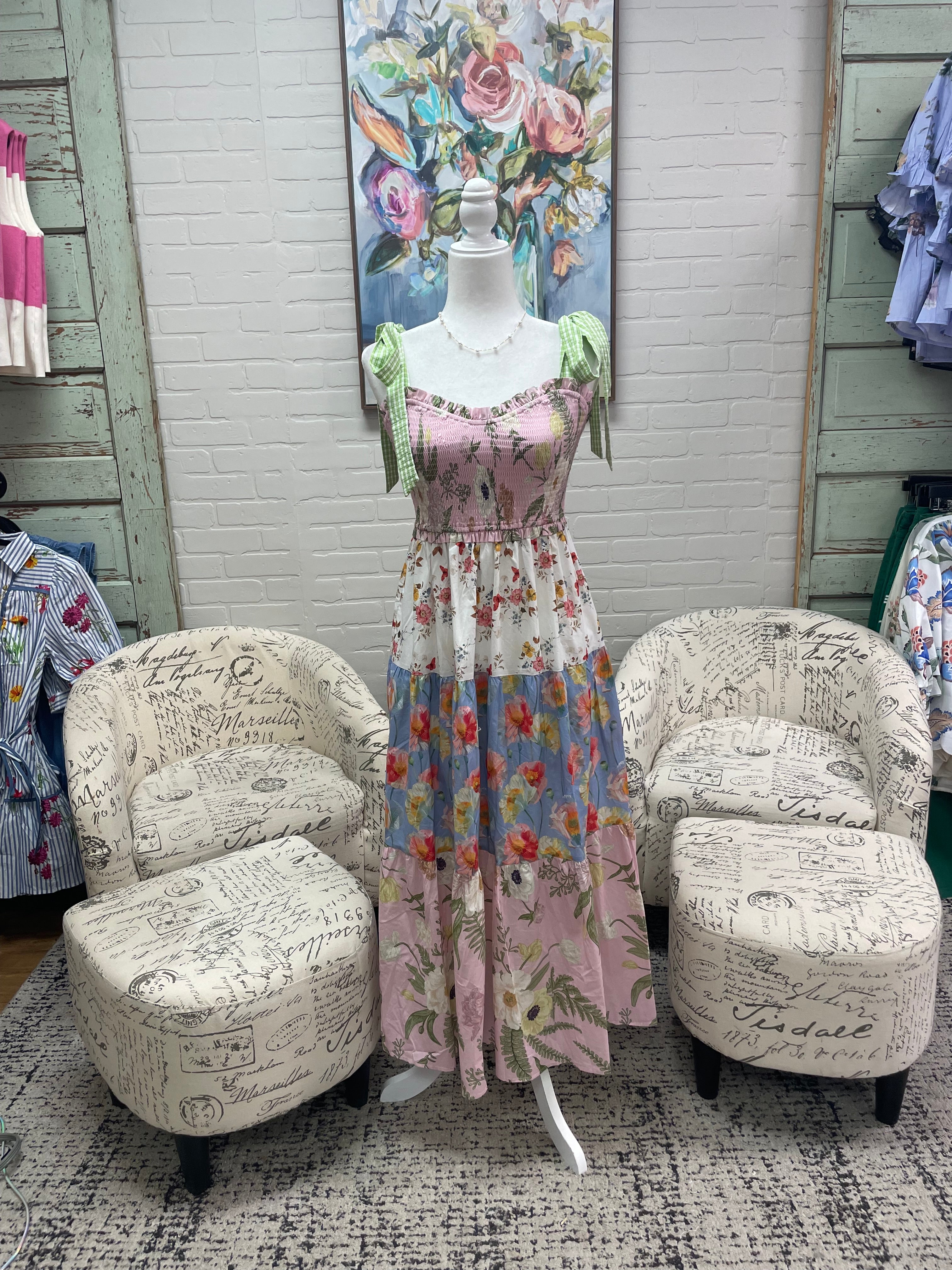 Mixed Floral Midi Dress