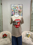 Lips & Leopard Football Tee
