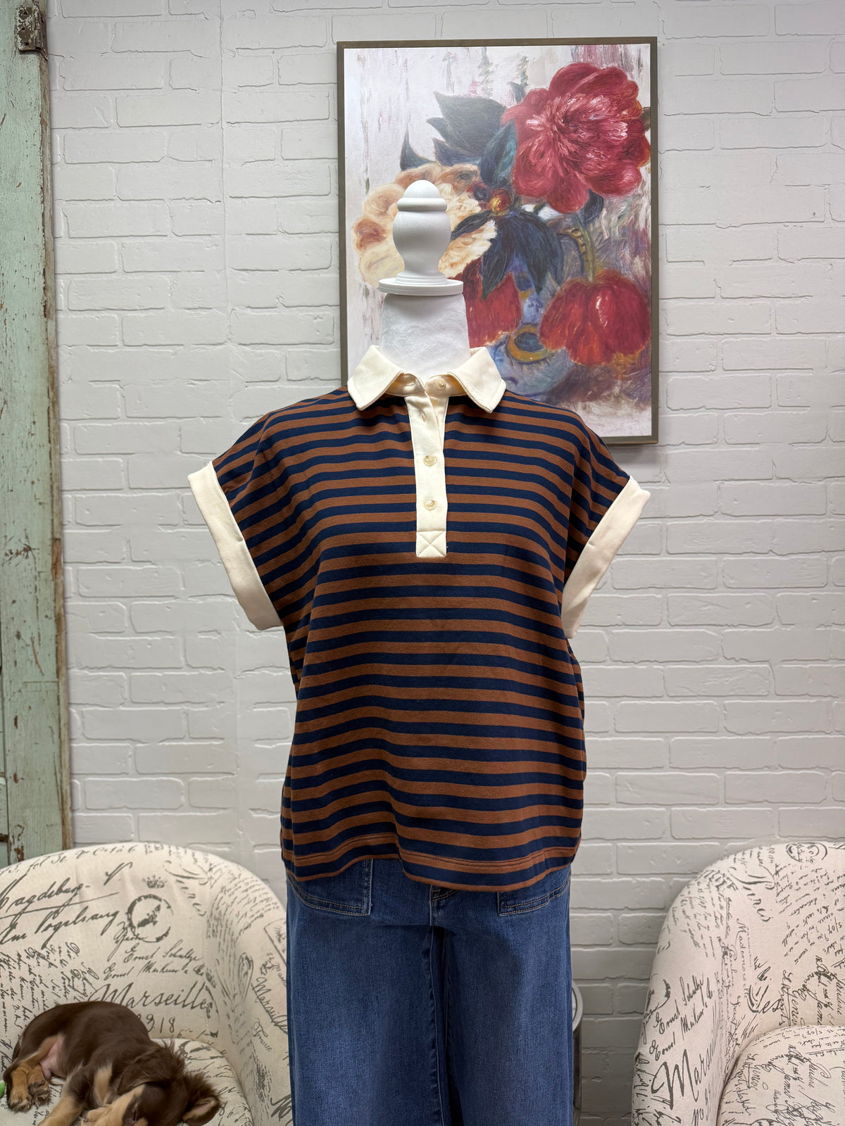 Brown Striped Top
