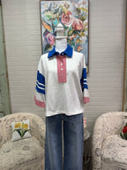 Red, White & Blue 3/4 Sleeve Top