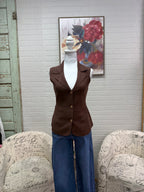 Chocolate Peplum Sweater Vest