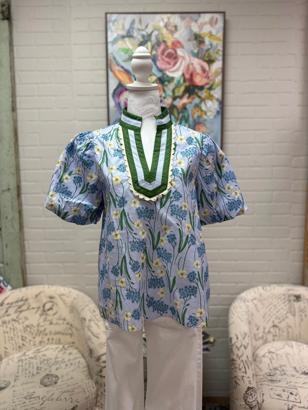 Blue Floral Blouse