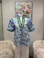 Blue Floral Blouse