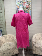 Pink Eyelet Button Down Dress