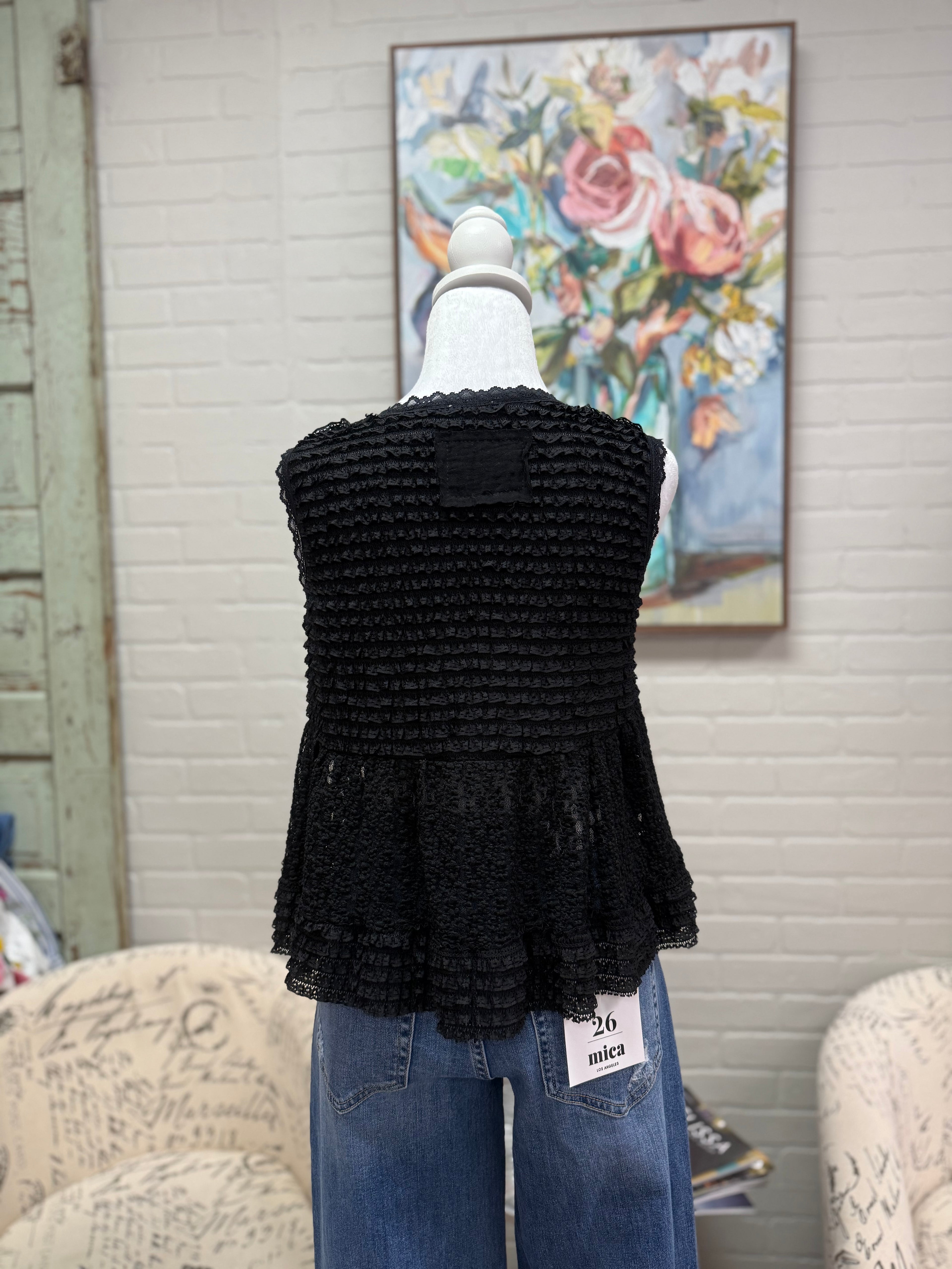 Black Sleeveless V-Neck