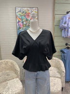 Black Pleated Dolman Top