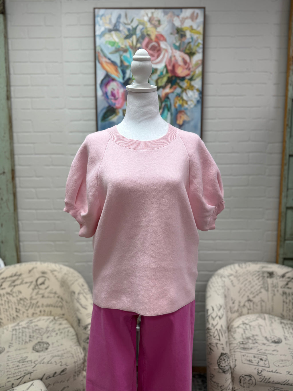 Pink Puff Sleeved Sweater