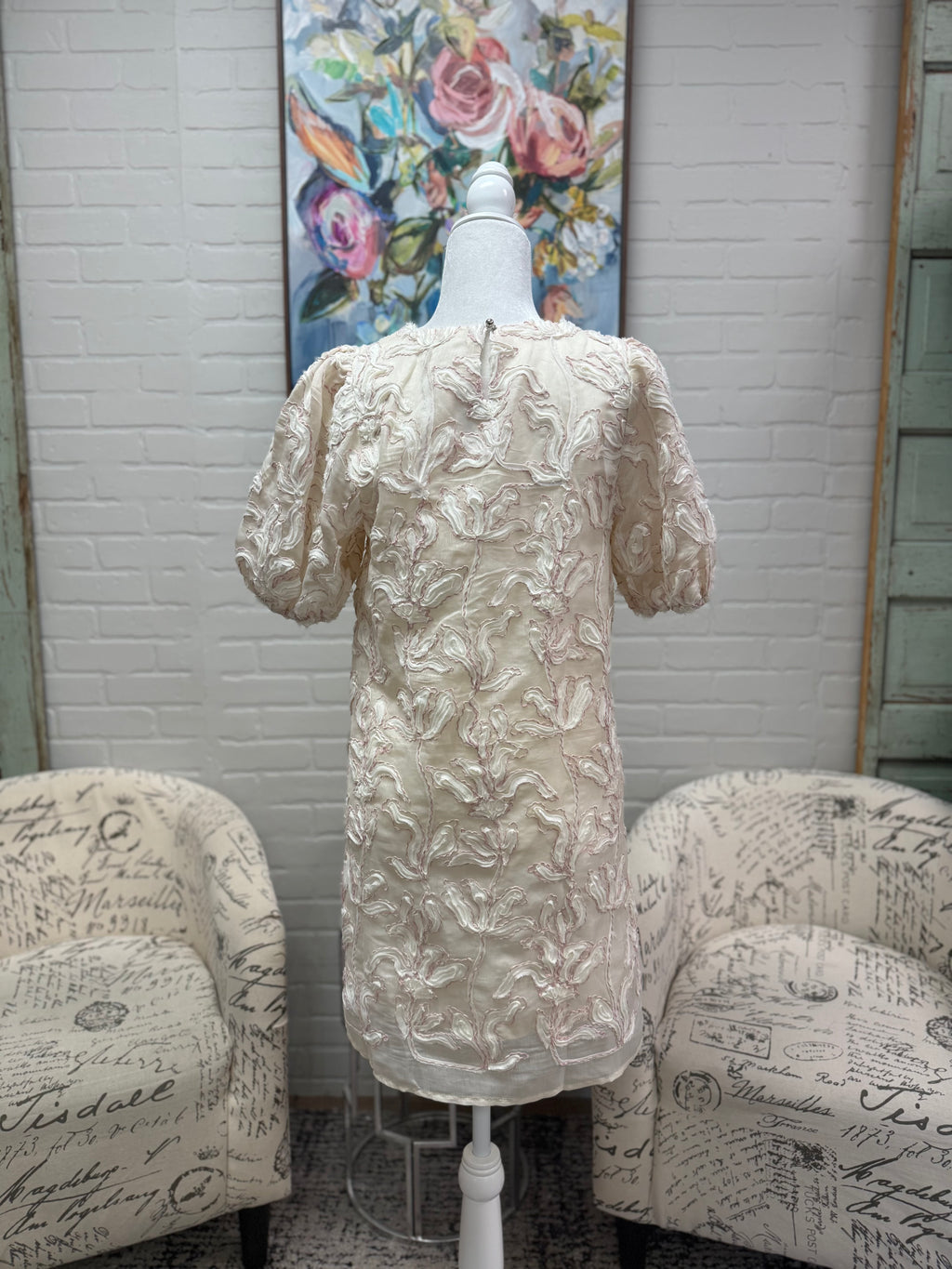 Floral Applique Mini Dress