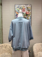 Dusty Blue Contrast Trim Top