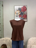Brown Padded Shoulder Sweater