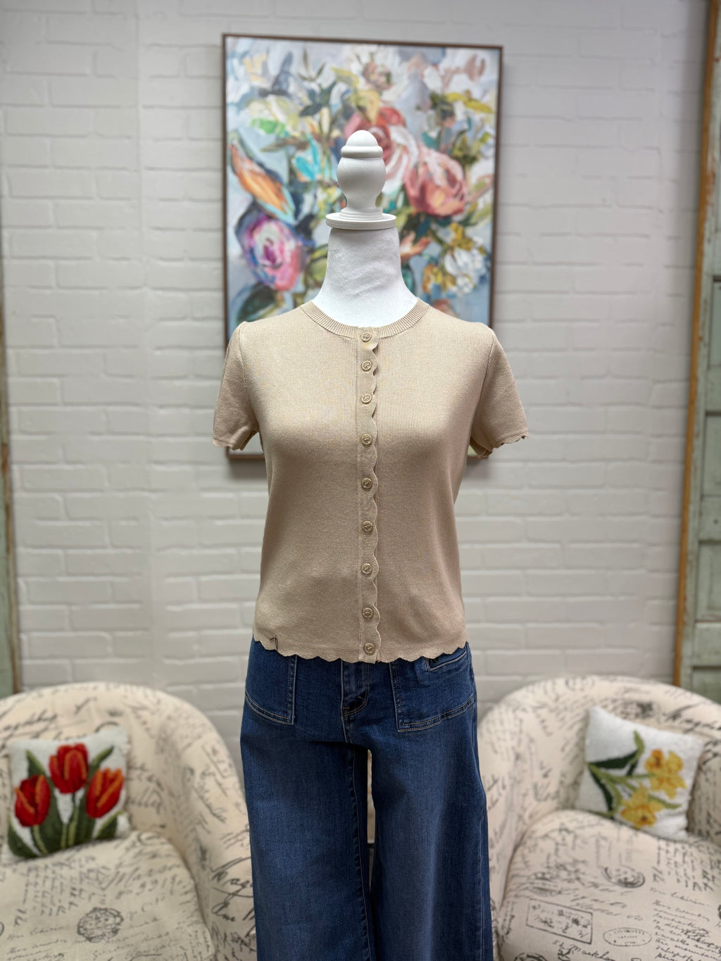 Khaki Short Sleeve Cardigan
