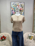Khaki Short Sleeve Cardigan