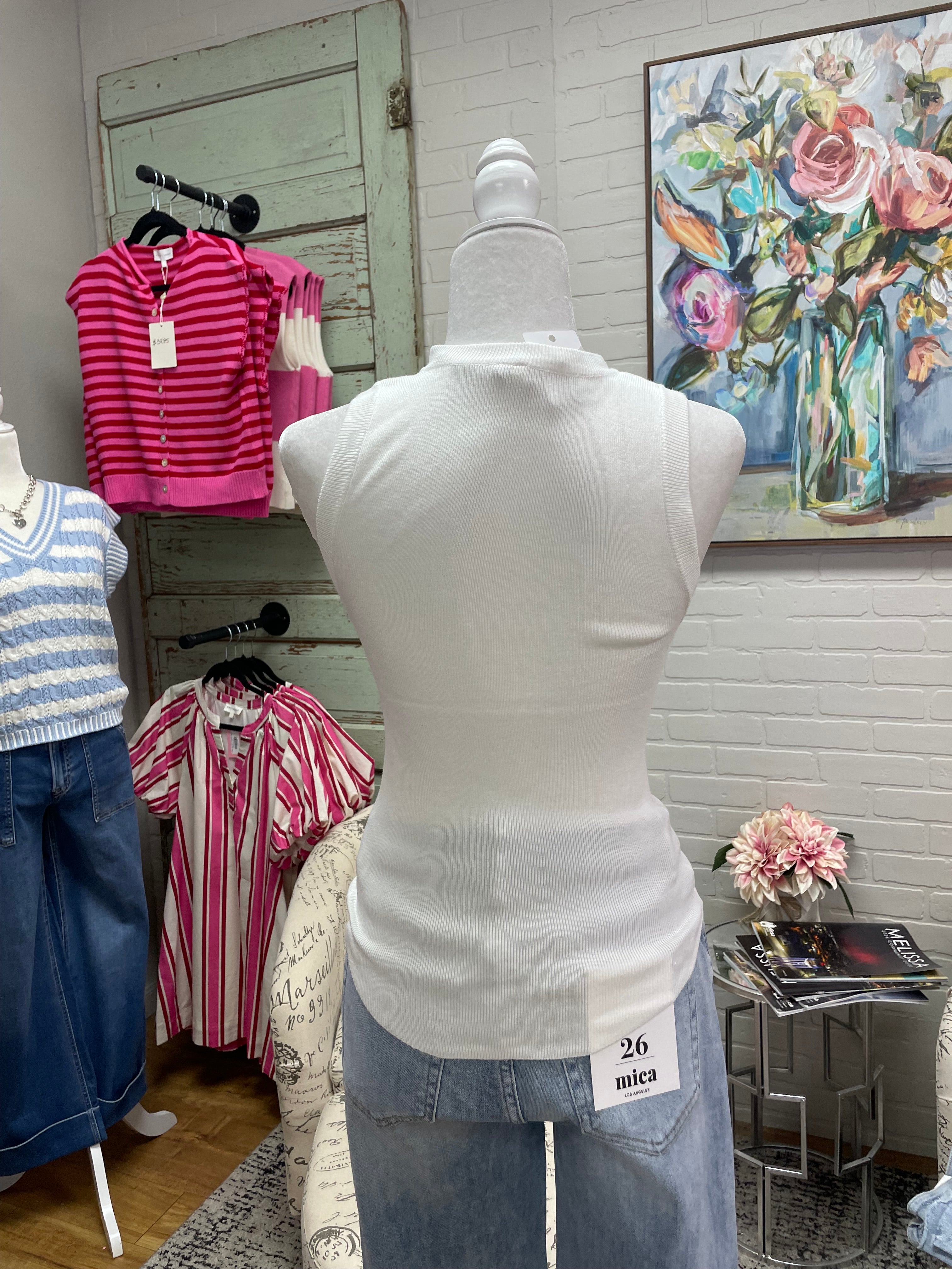 White Knit Tank Top