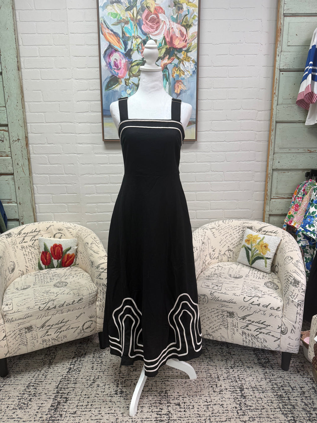 Black Corded Midi Dress