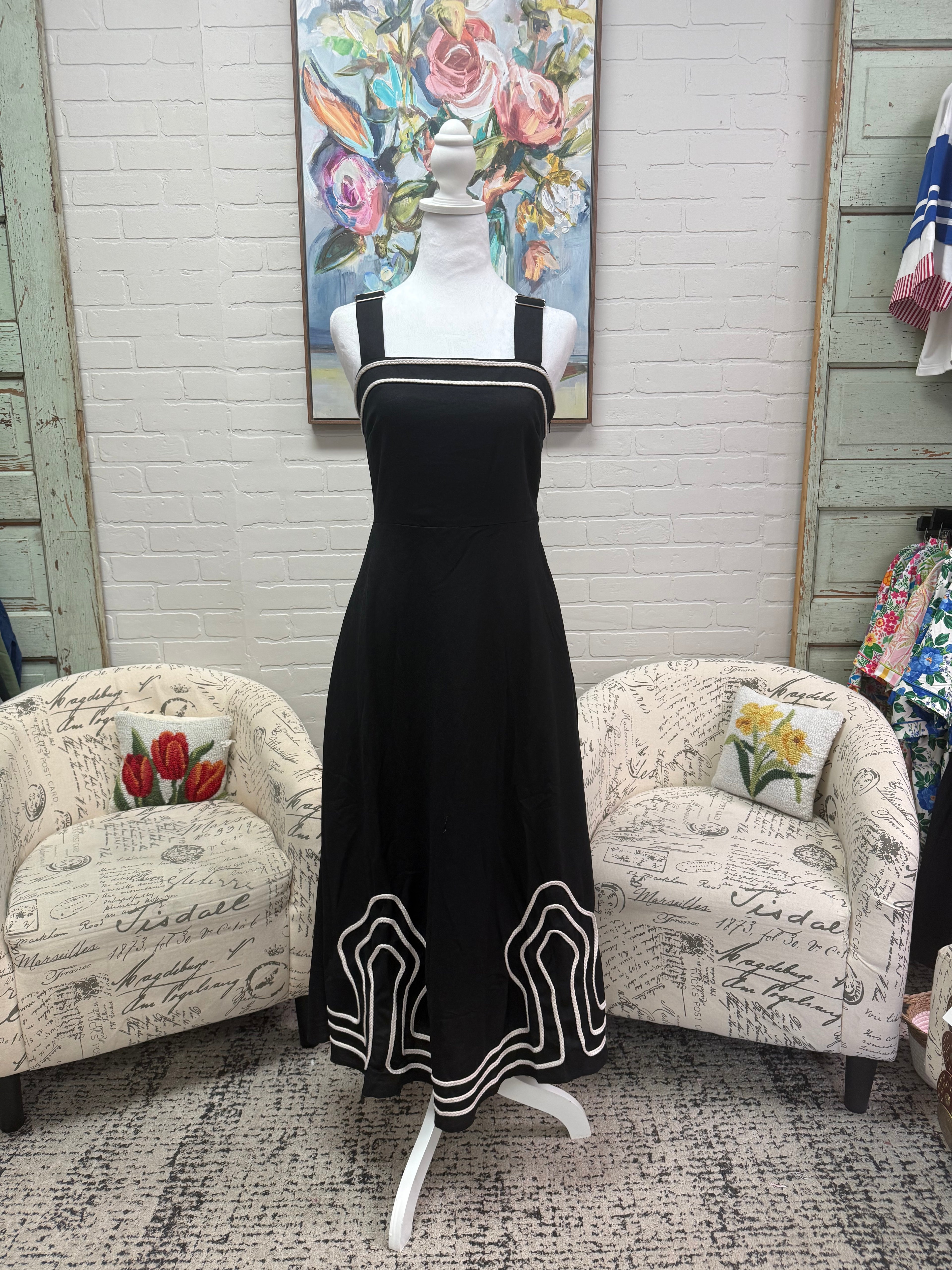 Black Corded Midi Dress