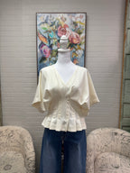 Cream Pleated Dolman Top