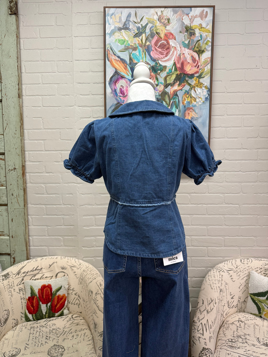 Denim Frill Blouse