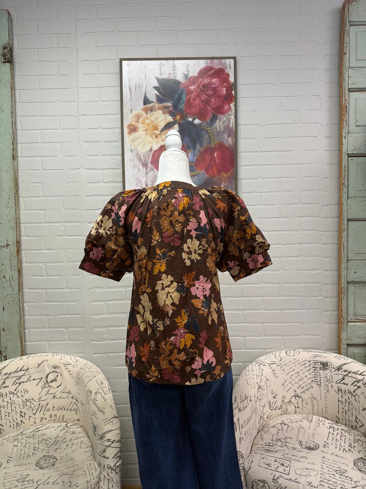 Fall Leaf Button Down Blouse