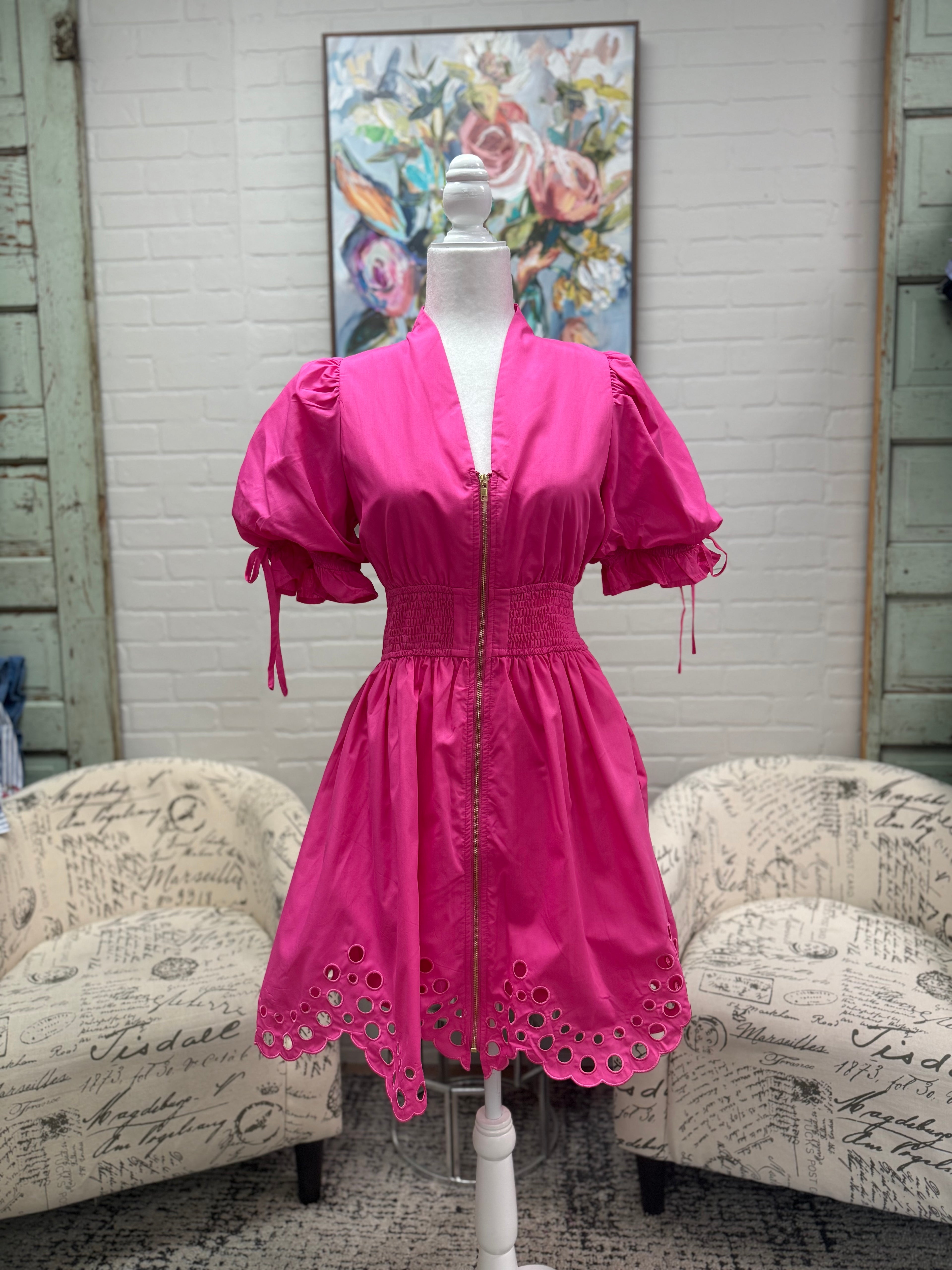barbie hot pink dress Barbie Pink Eyelet Dress – Kay Marie Boutique