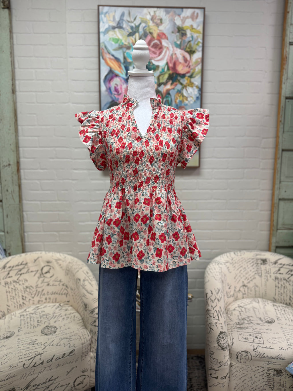 Multi Floral Peplum Top