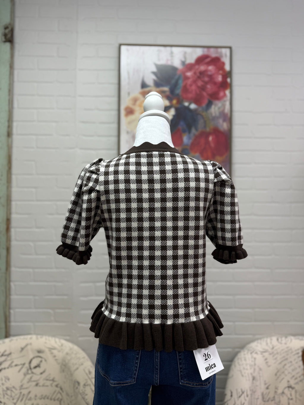 Brown Gingham Sweater