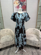Brown & Blue Midi Dress