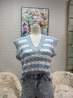 Blue Striped Sweater Vest