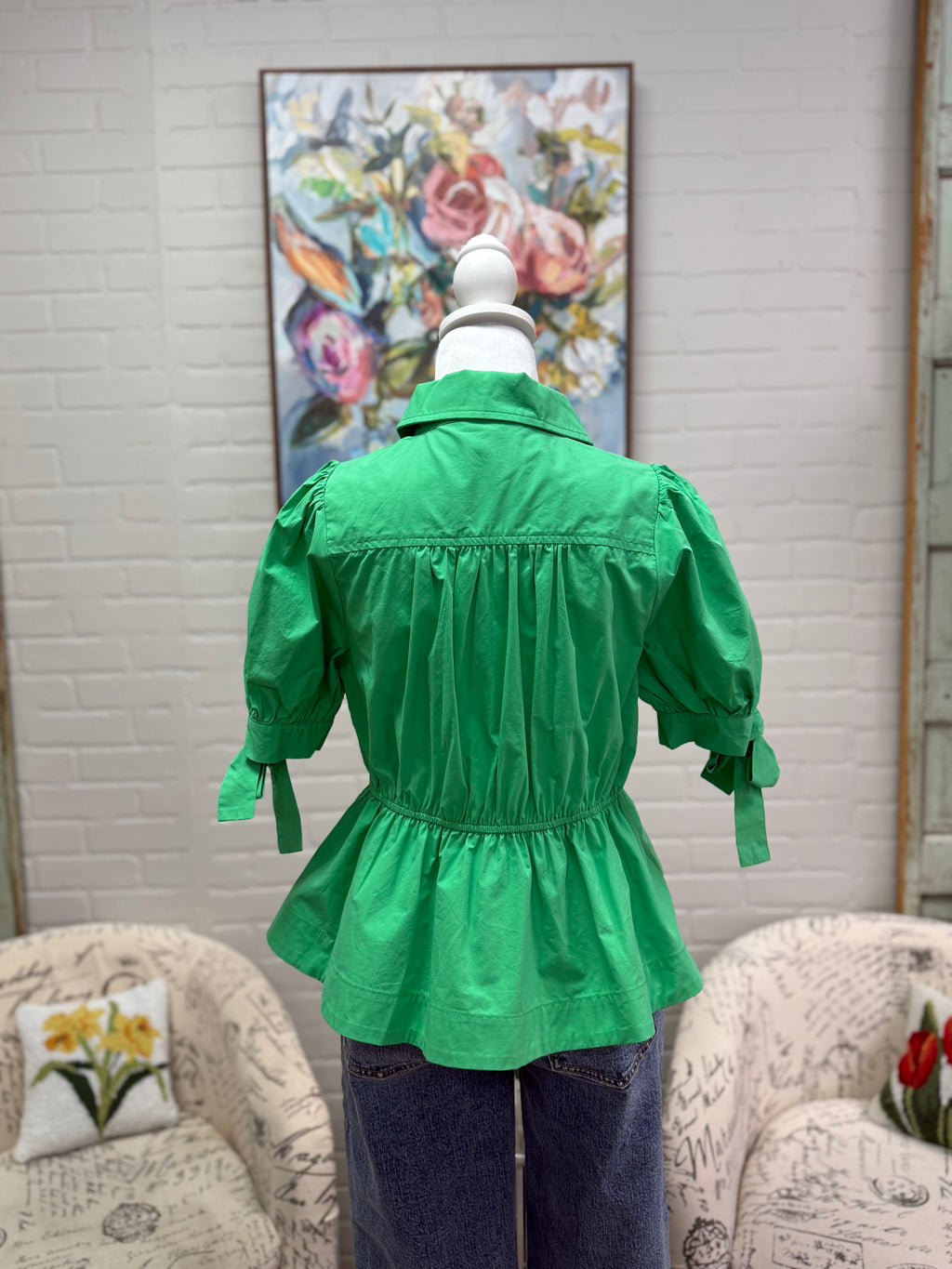 Green Peplum Top