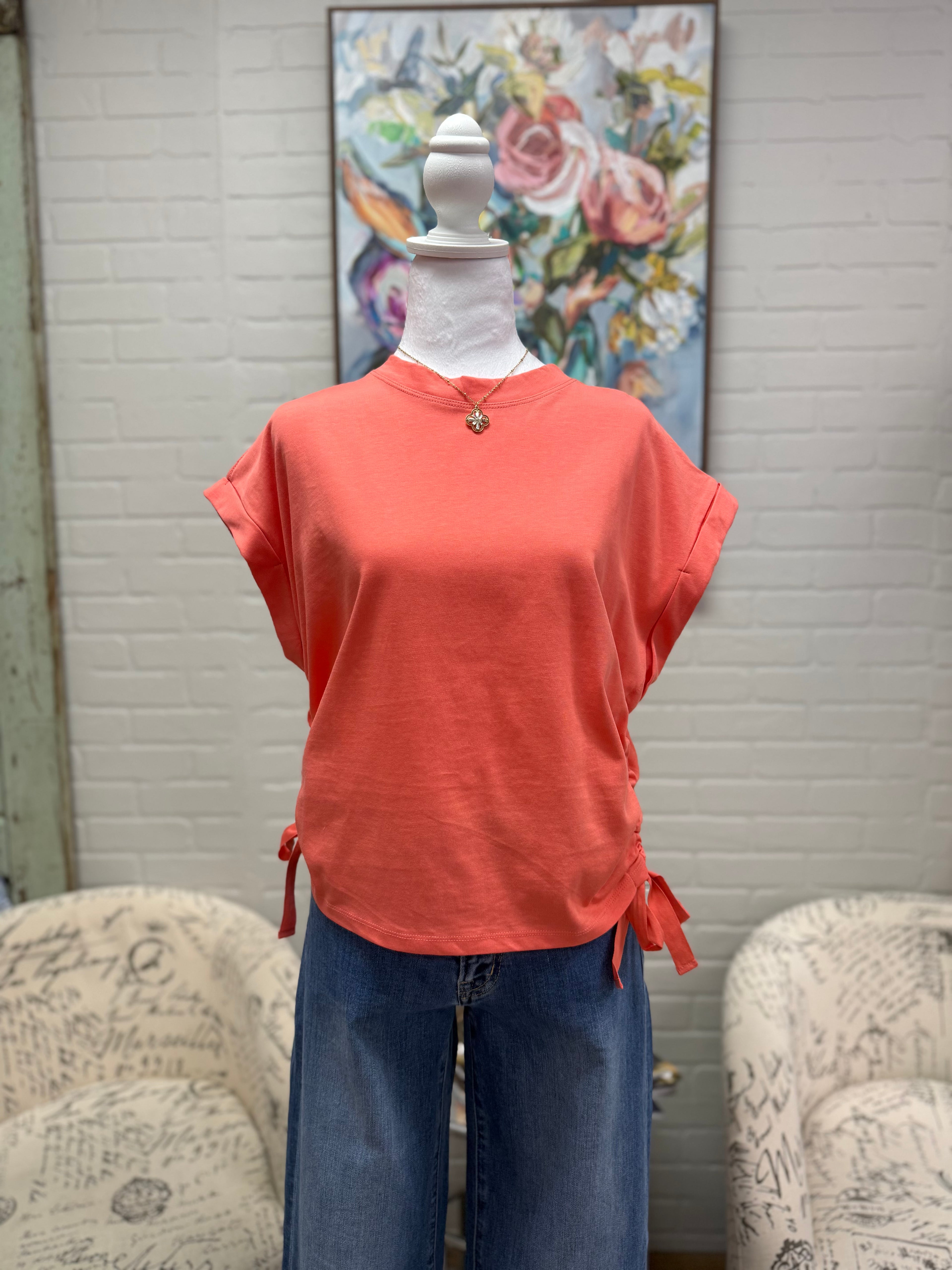 Coral Side Cinch Top