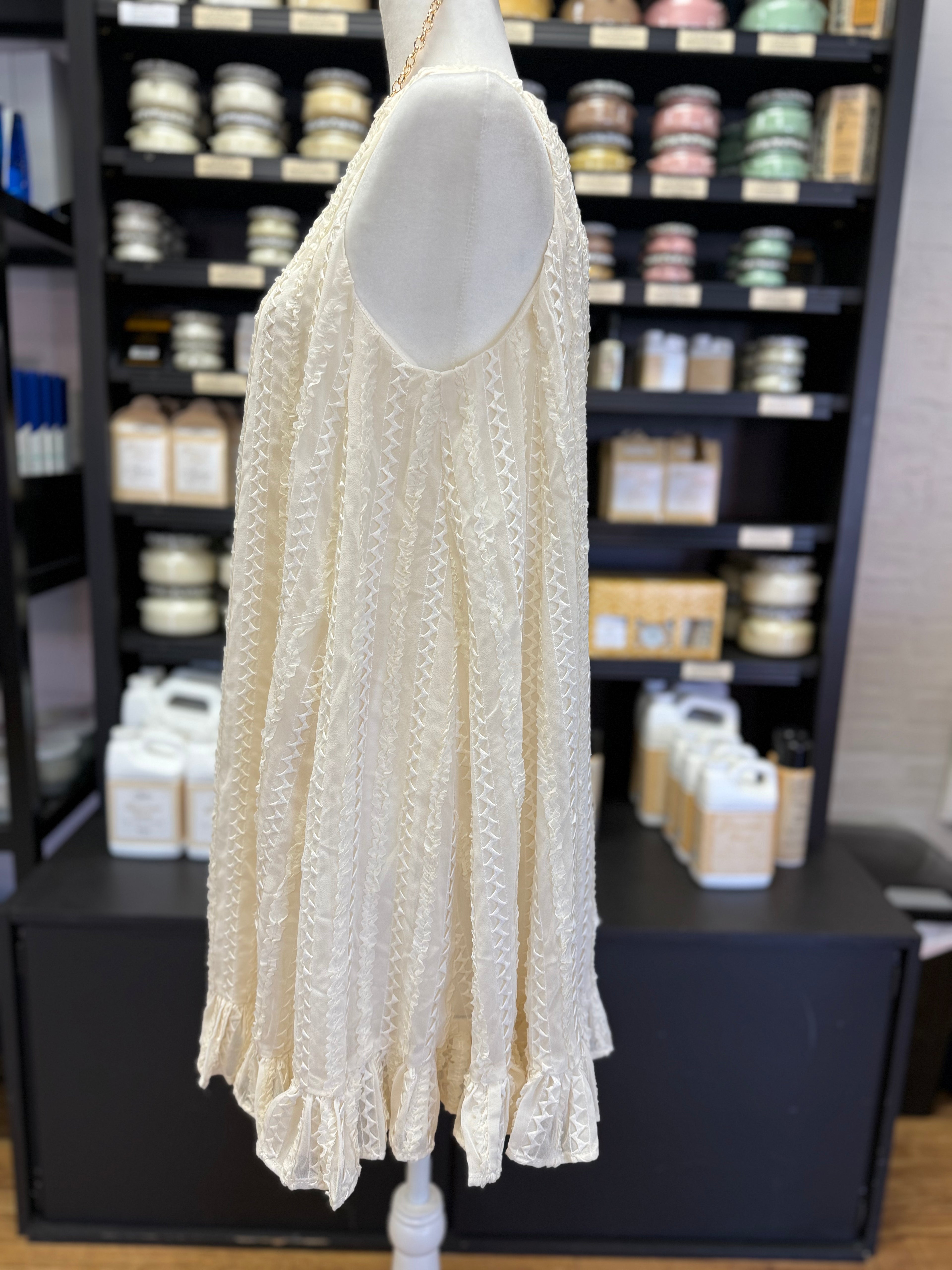 Textured Ruffle Mini Dress