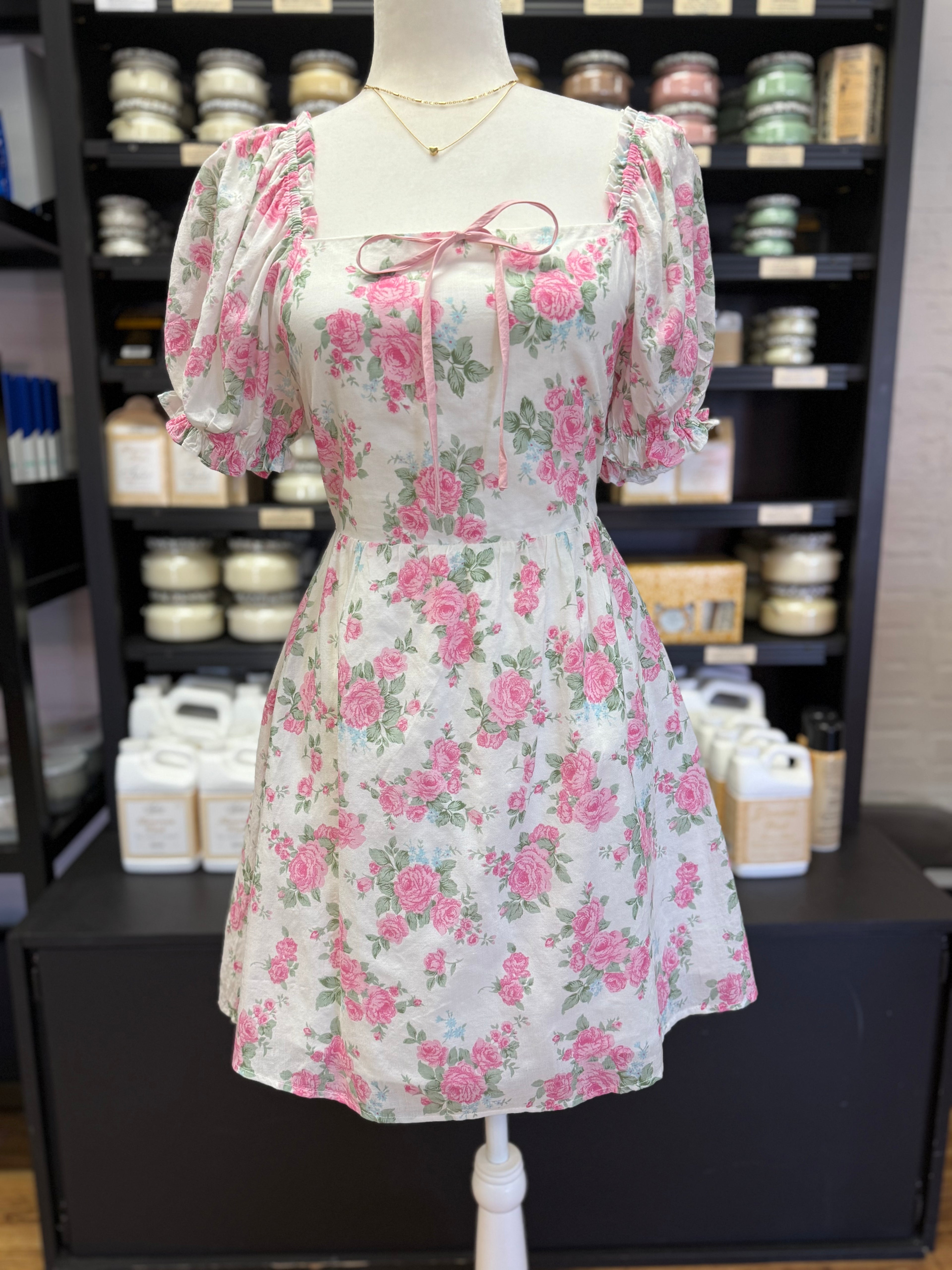 Pink Floral Mini Dress