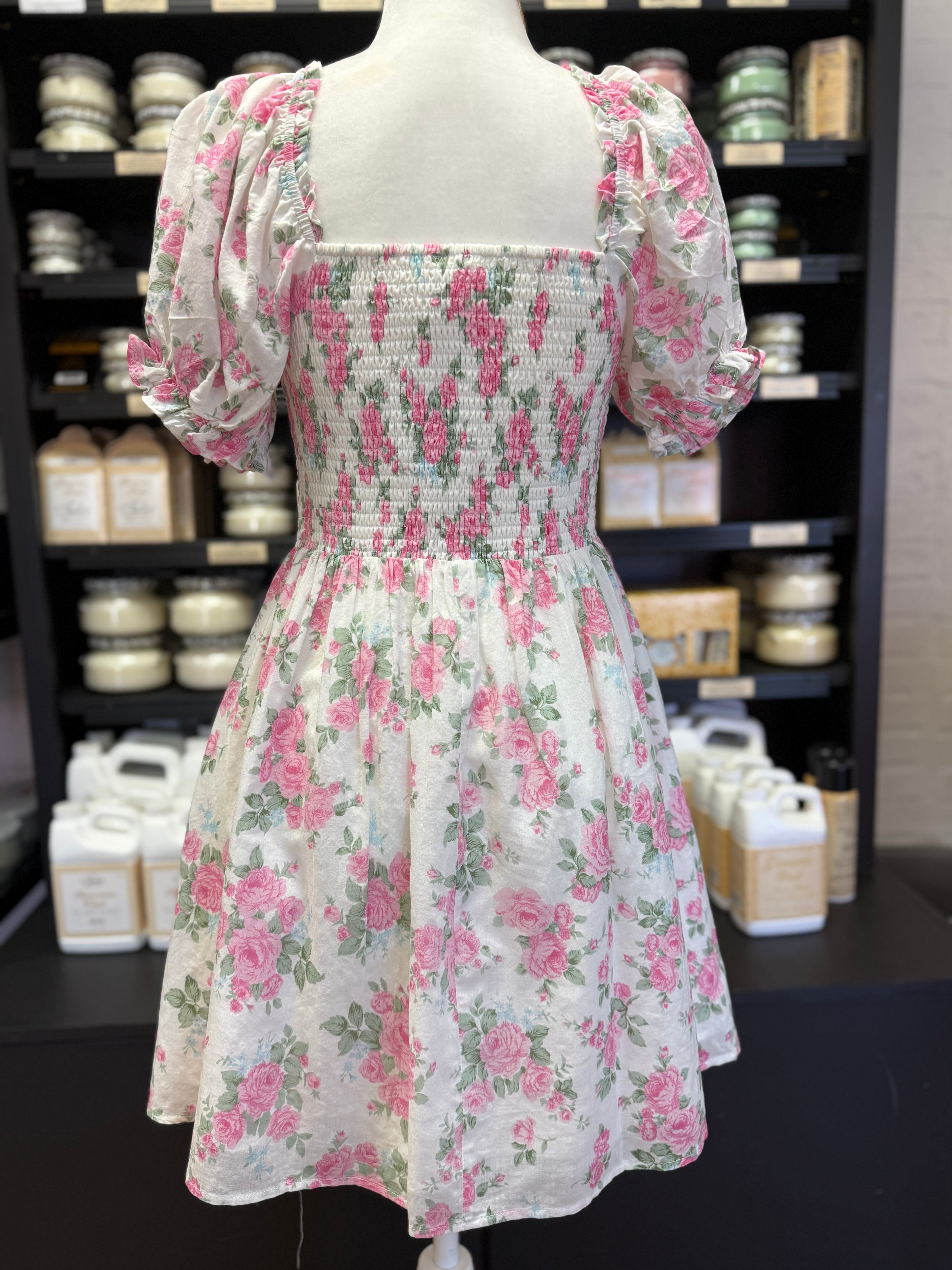 Pink Floral Mini Dress