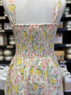 Pink and Yellow Floral Midi Dress