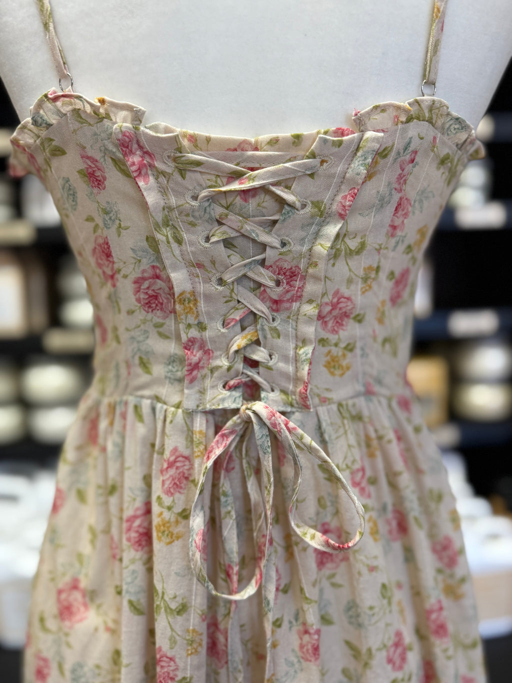 Cream Floral Midi Dress