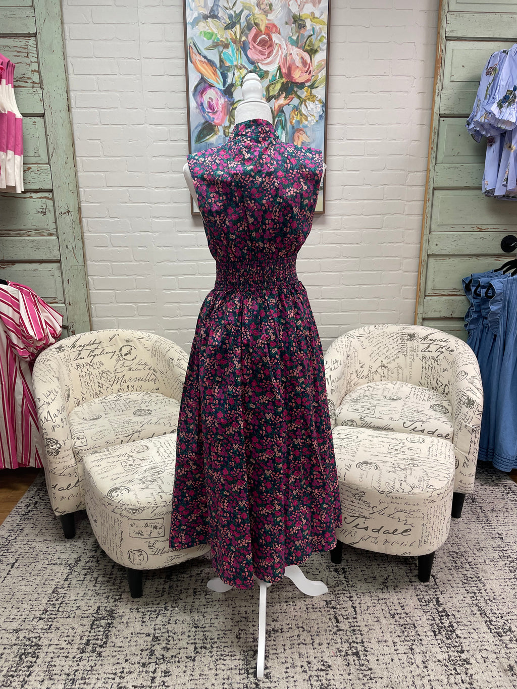 Navy Floral Dress