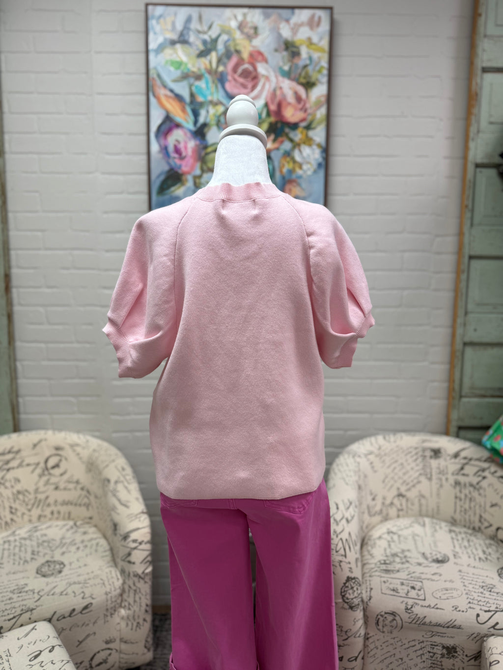 Pink Puff Sleeved Sweater