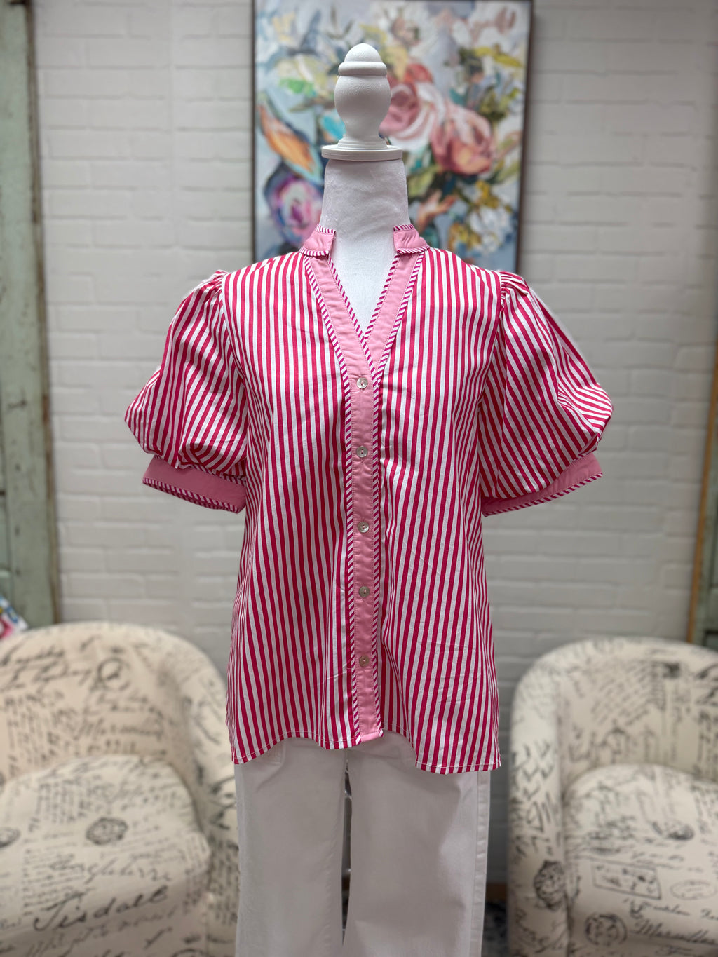 Pink Striped Blouse