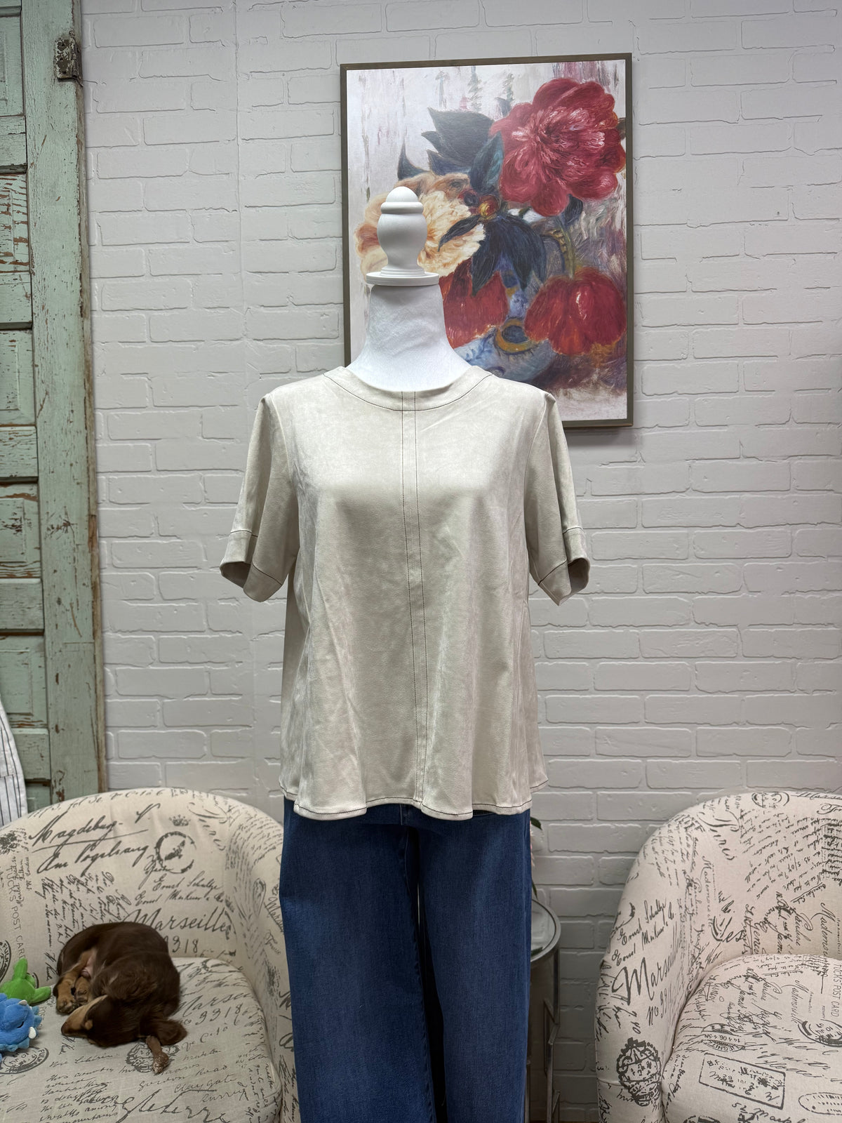 Ecru Suede Blouse