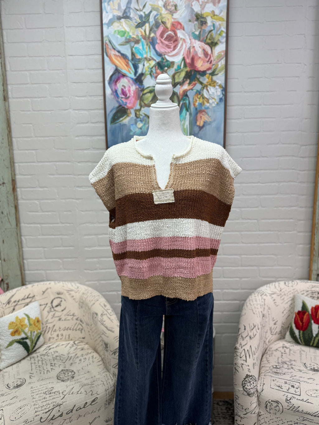 Rosy Hazelnut Striped Sweater