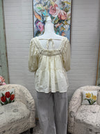 Cream Square Neck Tiered Blouse