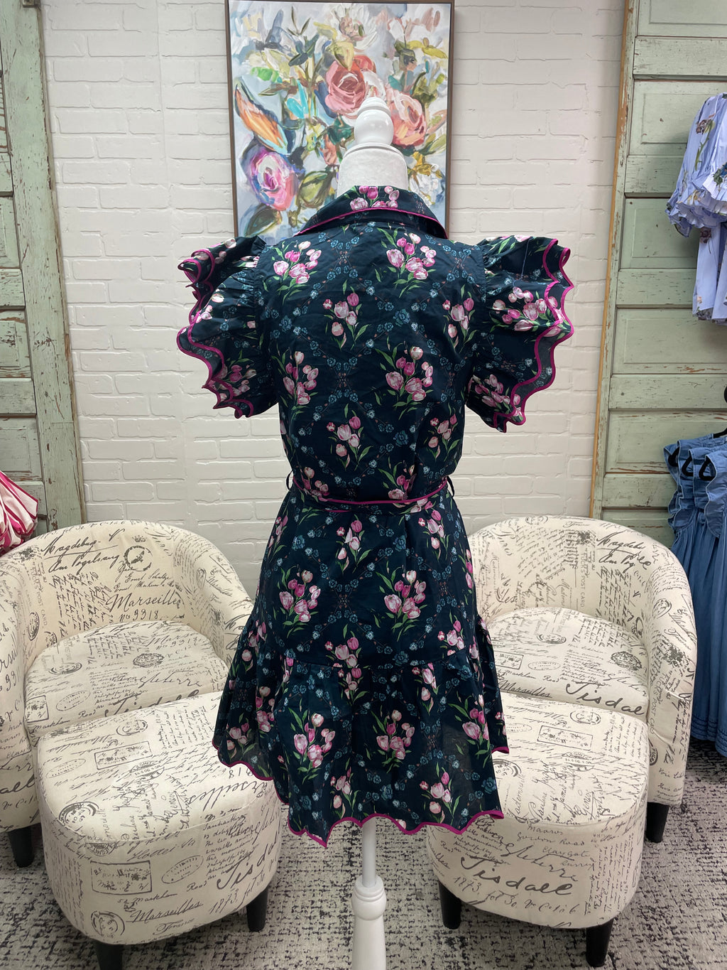 Navy Floral Mini Dress