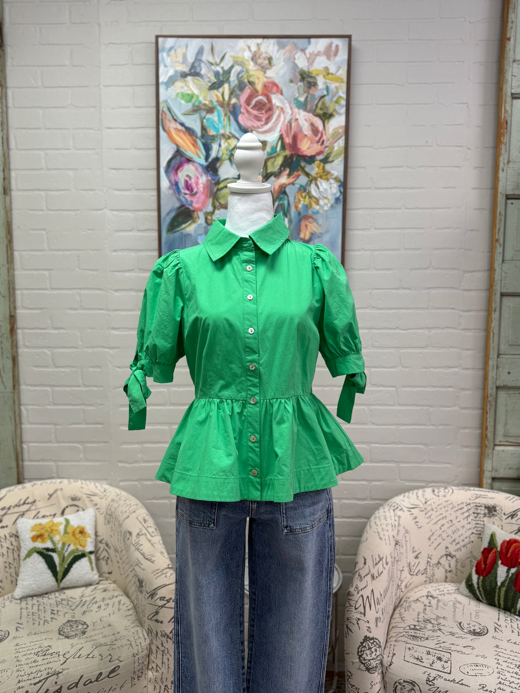 Green Peplum Top