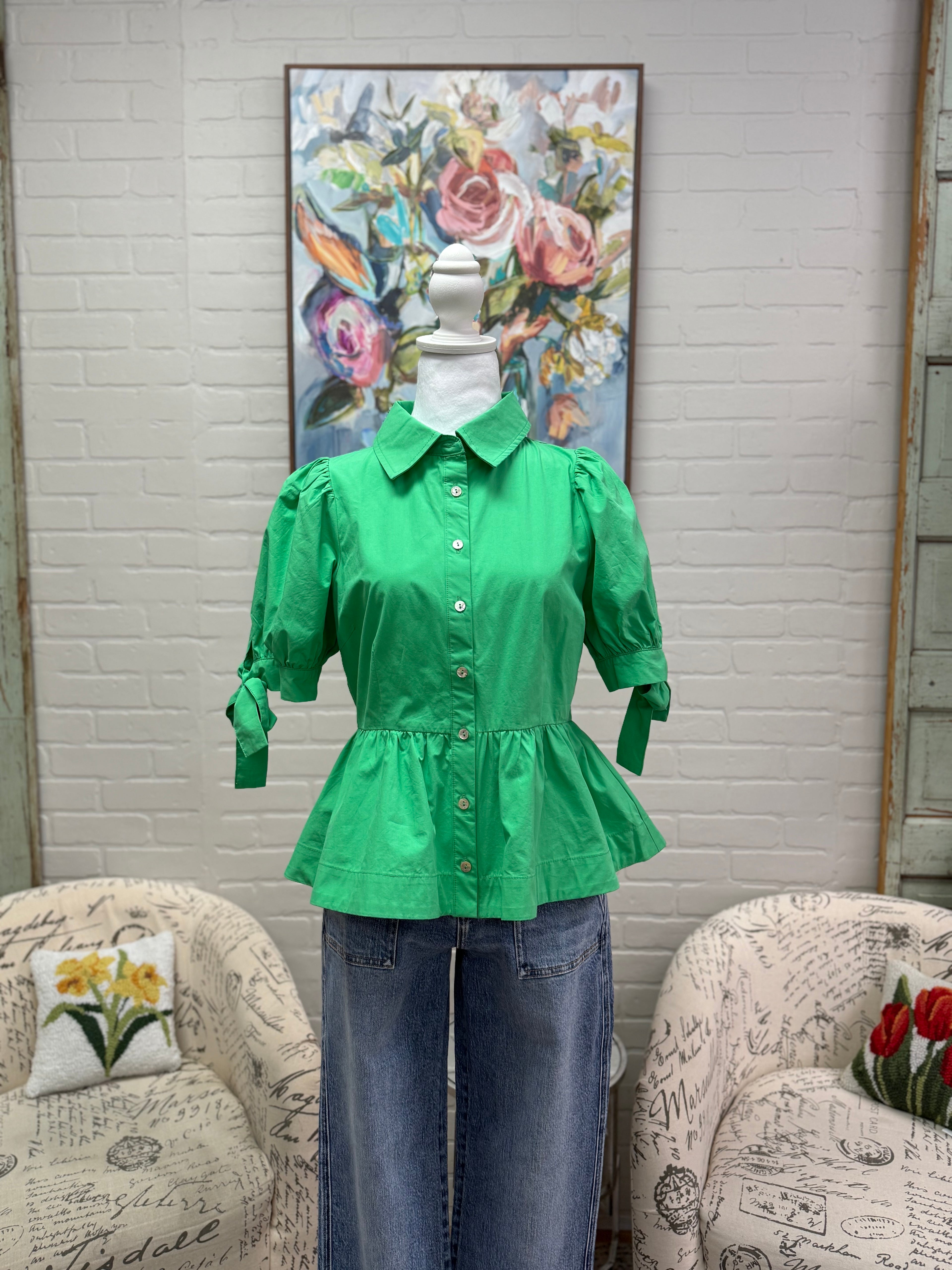 Green Peplum Top