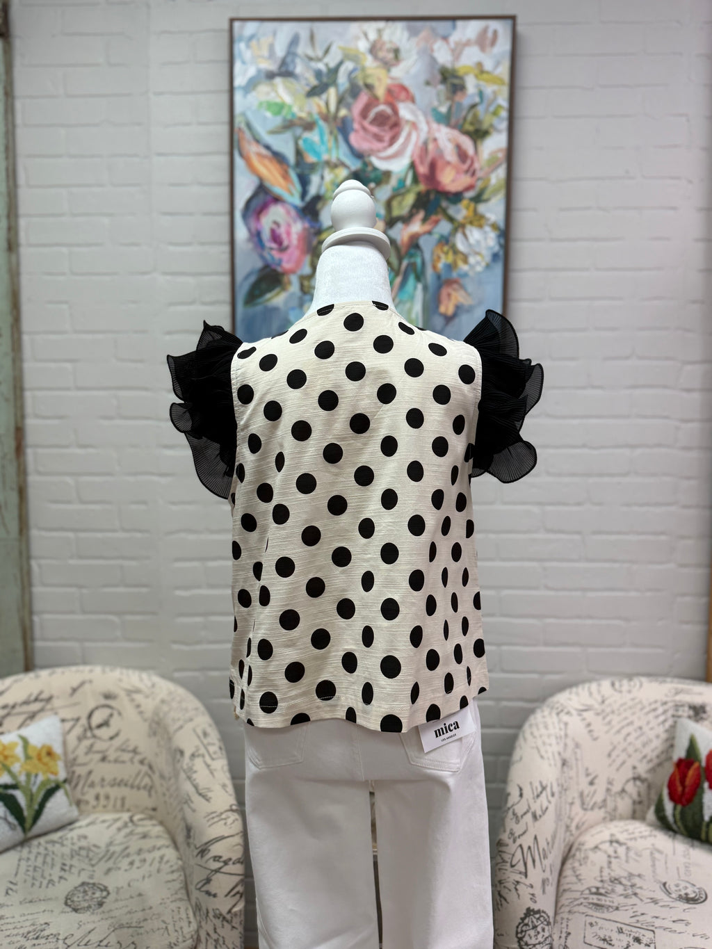 Polka Dot Frill Top