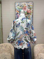 Off-White Floral 3/4 Sleeve Blouse