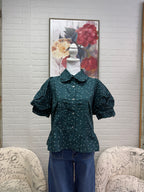Green Polka Dot Peter Pan Top