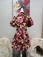 Pink & Brown Floral Mini Dress