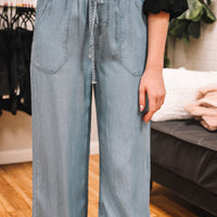 Chambray High Waist Pants